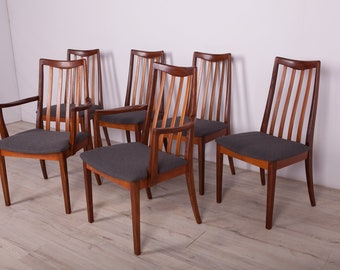 Mid-Century Teak and Leather Dining Chairs by Leslie Dandy for G-Plan, 1960s, Set of 6