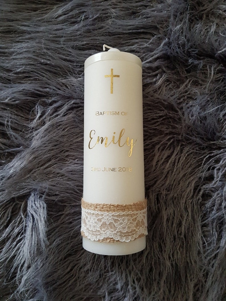 Personalised Baptism Candle GOLD Foil Baptism Candle Etsy Australia