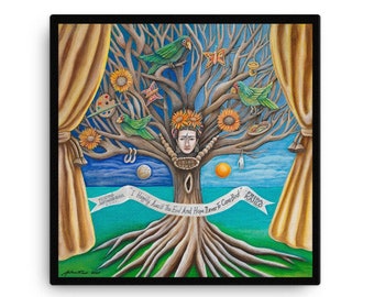 Frida Kahlo's Tree of Life Canvas Prints, Archival Ink Traditional Mexican Symbolism Gift, Gift for an Artist, Painting with Mexican Element