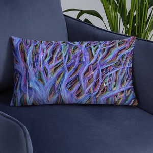 Purple Nature Filled Decorative Pillow, 12&quot; x 20&quot; Purple Lavender Tree Decor Filled Pillow Gift, Lavendar Home Decor Pillow With Zipper