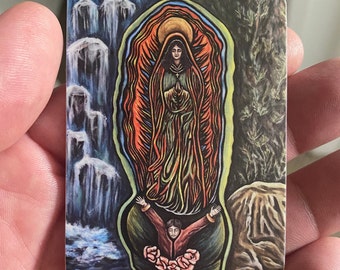 Adesivo Virgen de Guadalupe, 2 "x 3" Virgem de Guadalupe com adesivo de vinil bebê Jesus à prova d'água, adesivo santo, adesivo católico