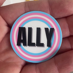 Trans Ally Sticker, 2" Transgender Ally Sticker, Transgender Support Sticker, Transgender Pride Adhesive Vinyl Sticker, Trans LGBT Sticker