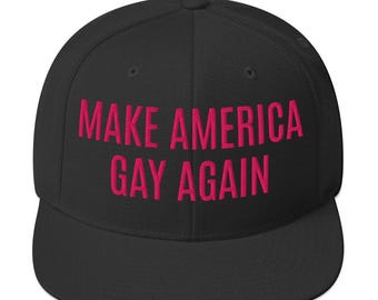 Make America Gay Wieder Snapback Baseballmütze, gestickte Gay Pride Mütze, rosa und schwarze LGBT Pride Mütze, Gay America Zahnradmütze