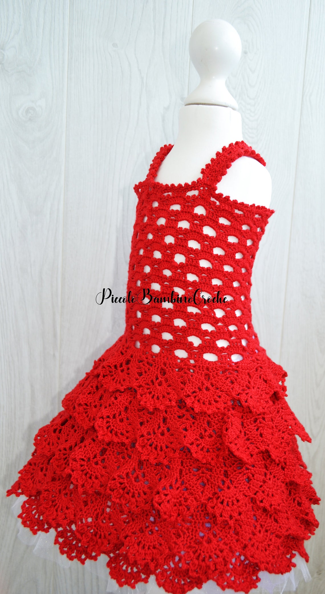 Red Crochet DressBaby Crochet Dress Lace Crochet Newborn Etsy