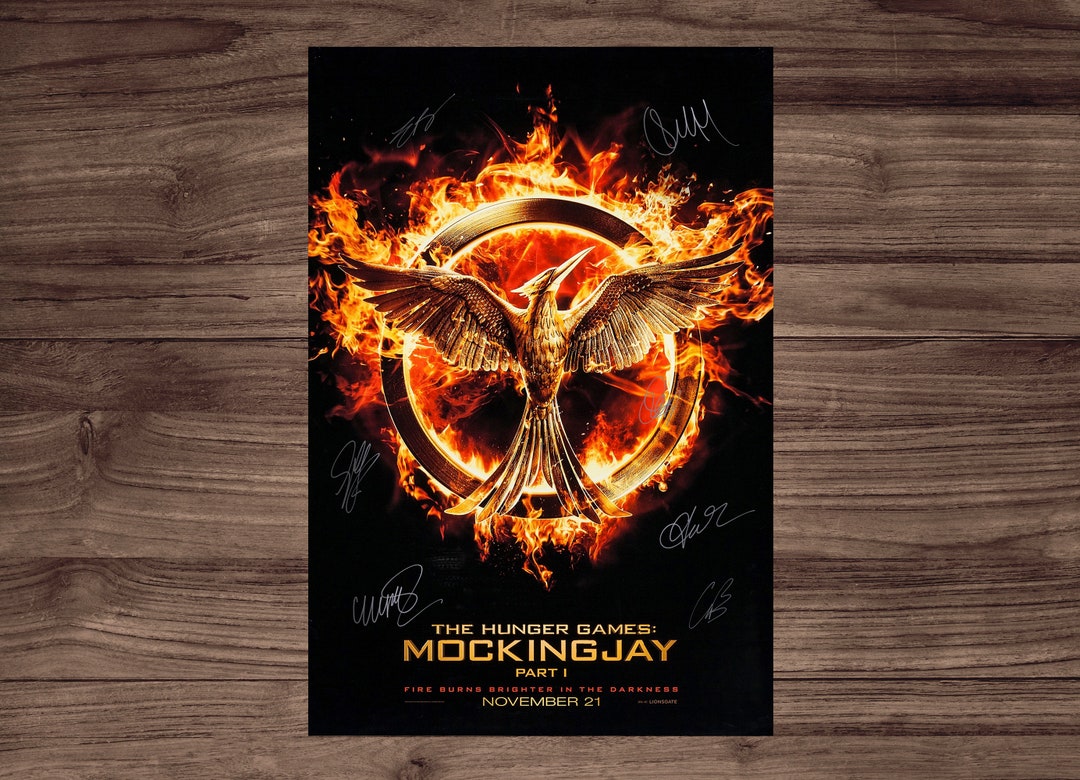 Mockingjay Hand Sign The Hunger Games Mockingjay- PART 2 Hand Signed Autograph Movie Poster ...
