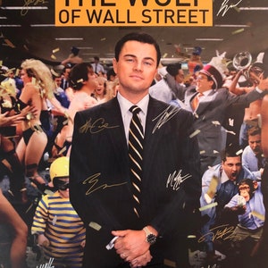 The Wolf of Wall Street movie post signed by cast