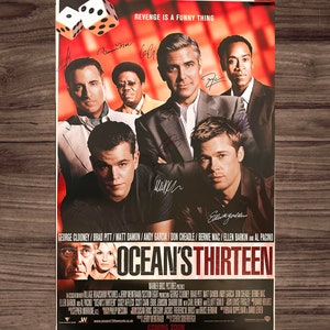 OCEANS 13   hand signed  Autograph Movie Poster