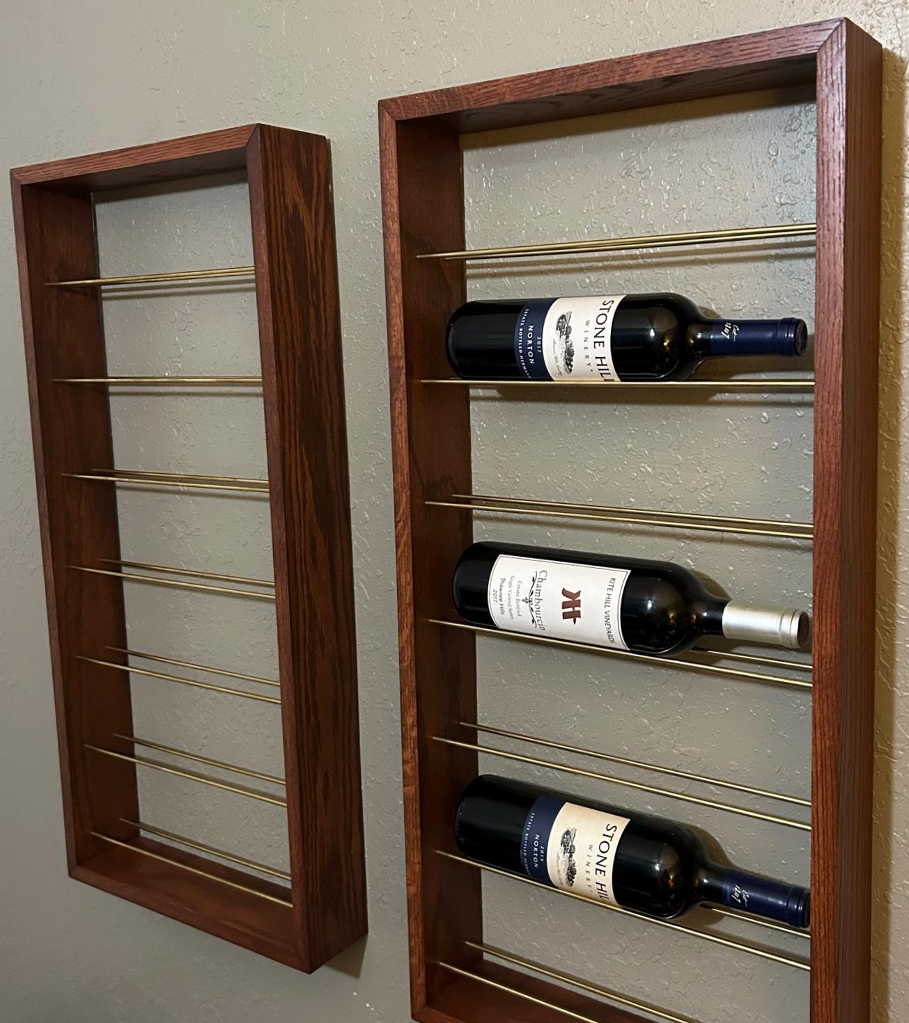 Wall Mounted Wine Rack. Steel or Brass Accents With Solid Style Bottom ...
