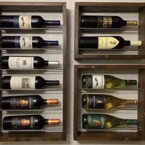 Solid Bottom Wall Mounted Wood & Steel Wine Rack, Wine Display, Wine Storage