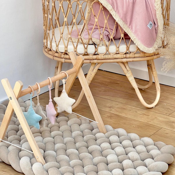 Baby-Spielmatte, geflochtene Spielmatte, geflochtene Matratze, weiche Velours-Spielmatte