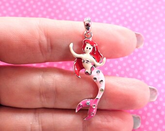 Vintage pink mermaid pendant