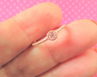 Rose gold crystal sterling silver toe ring