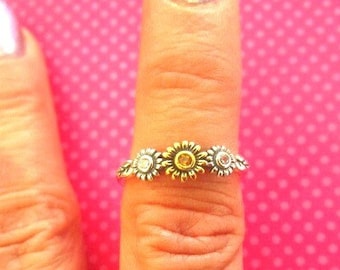 Daisy sunflower sterling silver toe ring