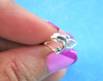 Dolphin sterling silver toe rings