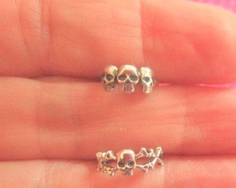 Skull sterling silver ear cuffs