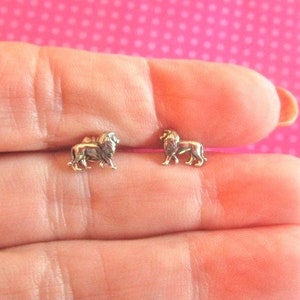 Lion sterling silver stud earrings