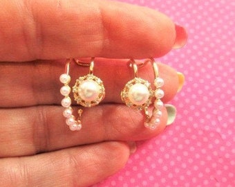 Pearl crystal ear cuff earrings