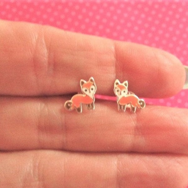 Fox sterling silver stud earrings