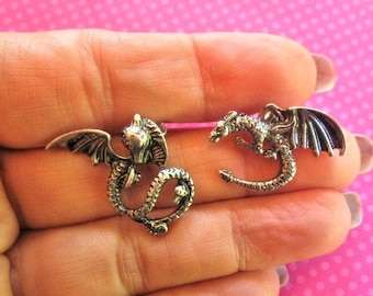 Dragon asymmetrical stud earrings