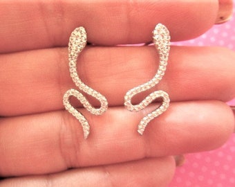 Aretes con forma de serpiente de cristal