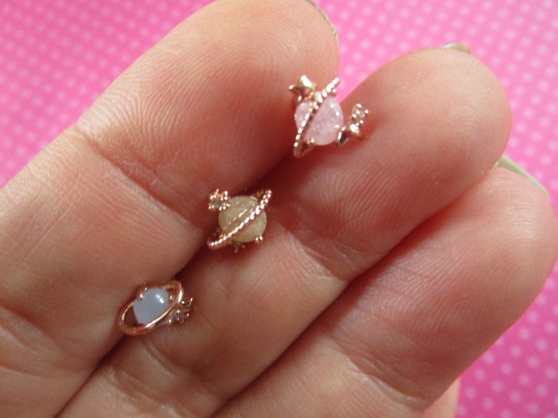 Planet rose gold opal stone cartilage earrings