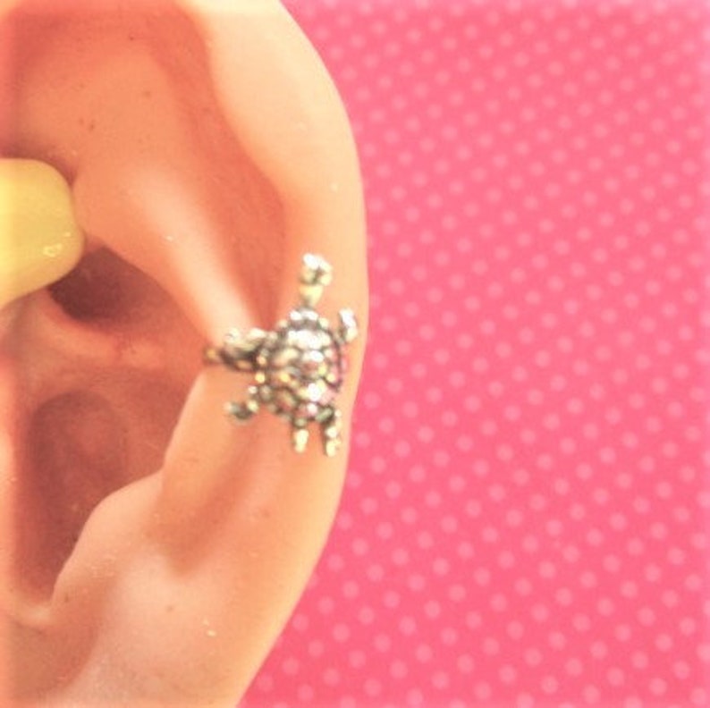 Turtle sterling silver ear cuff image 4