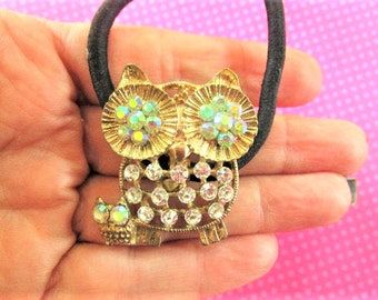 Vintage owl hair tie