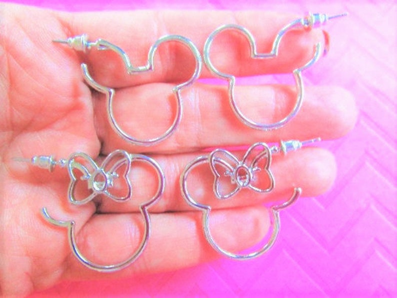 Mickey Minnie mouse open hoop earrings image 1