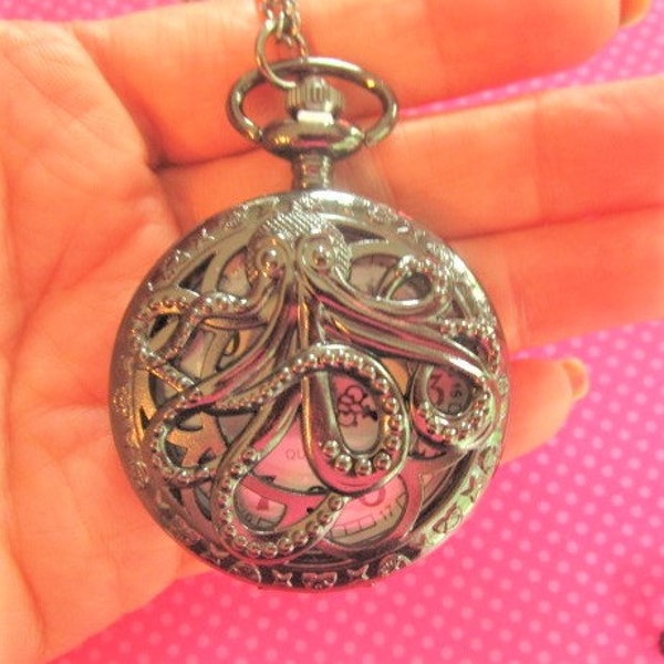 Vintage octopus watch necklace