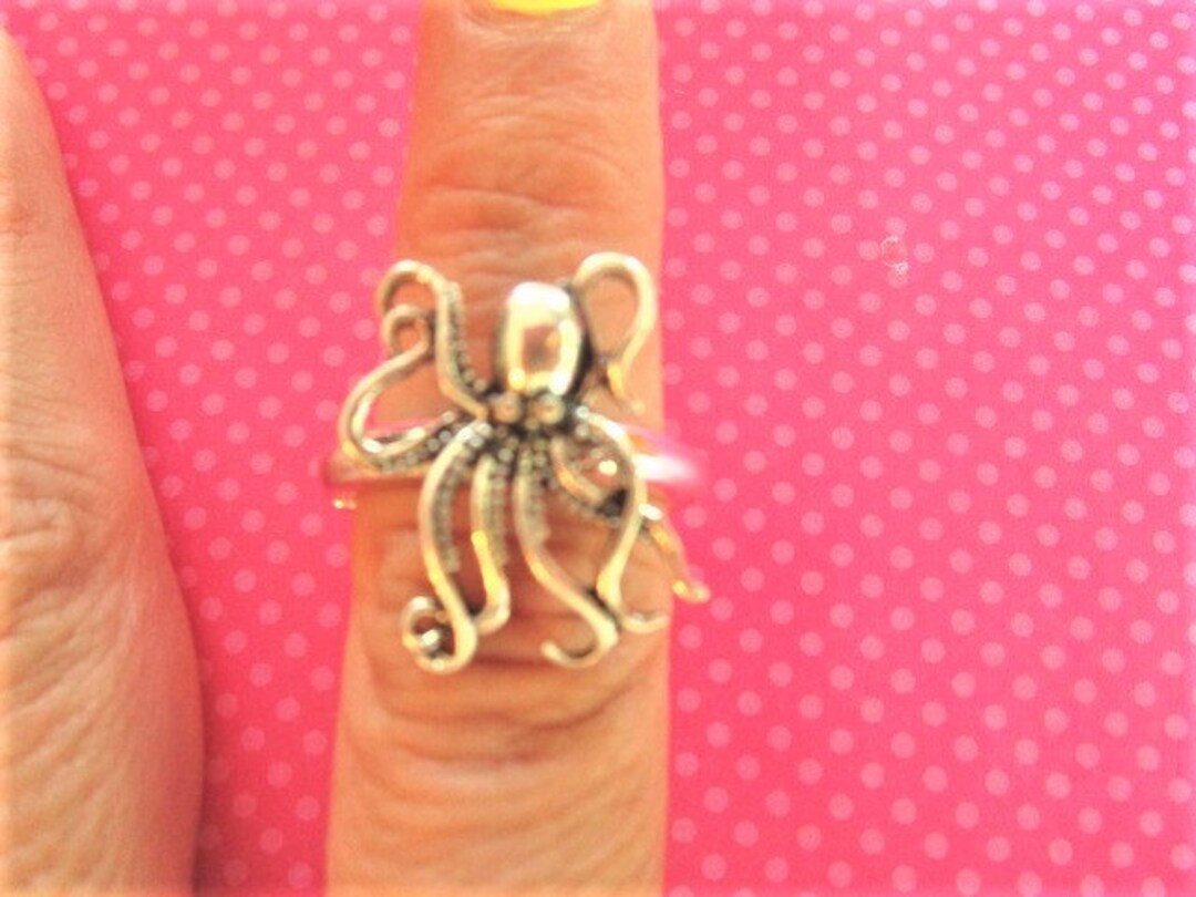 Octopus Stretch Silver Ring Etsy