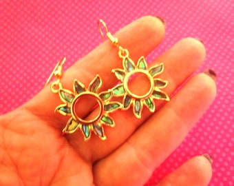 Abalone shell gold sun earrings