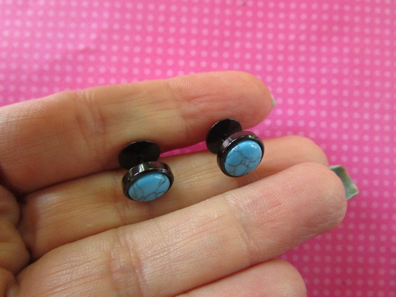 Turquoise fake plug earrings Etsy
