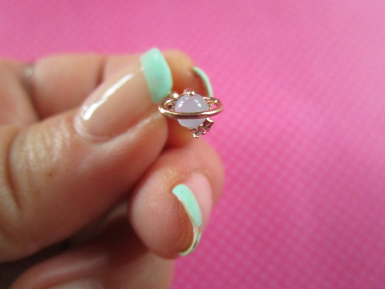 Planet rose gold opal stone cartilage earrings