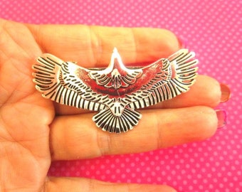 Flying Eagle bird silver hair barrette