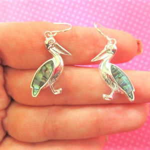 Pelican abalone shell earrings image 1