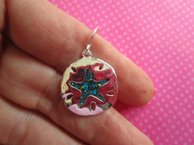 Abalone shell or blue glitter starfish earrings