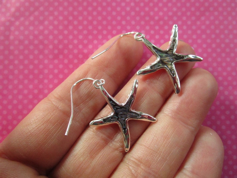 Abalone shell or blue glitter starfish earrings