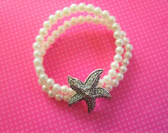 Starfish pearl stretch bracelet