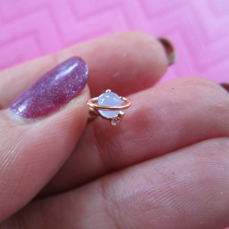 Planet rose gold opal stone cartilage earrings