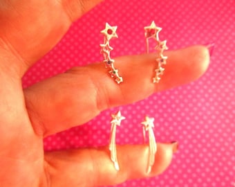 Shooting star sterling silver ear climbers