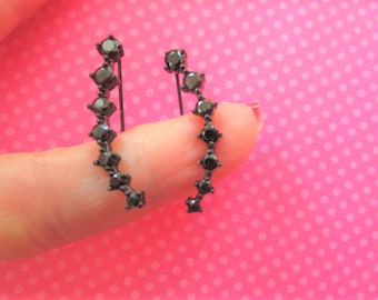 Black crystal ear climbers