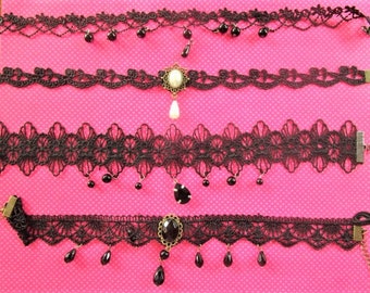 Victorian lace black chokers