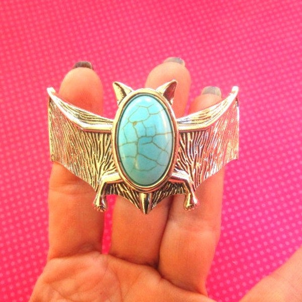 Bat turquoise cuff bracelet