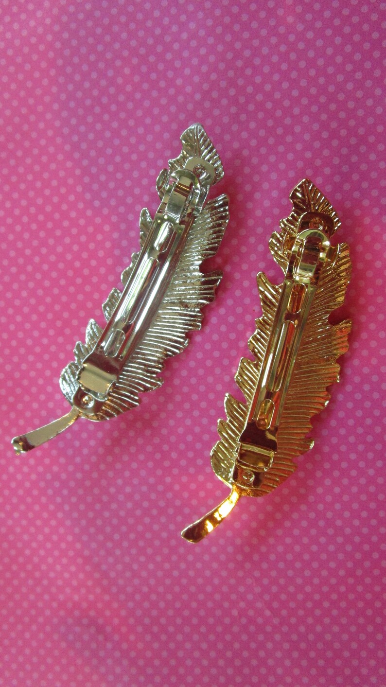 Leaf feather hair barrettes SET OF 2