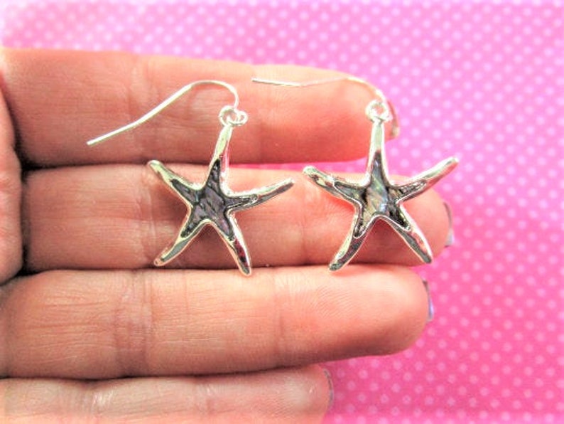 Abalone shell or blue glitter starfish earrings