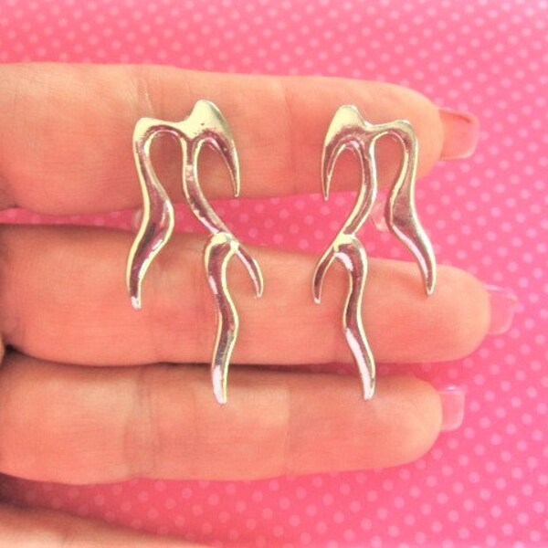 Silver flame earrings