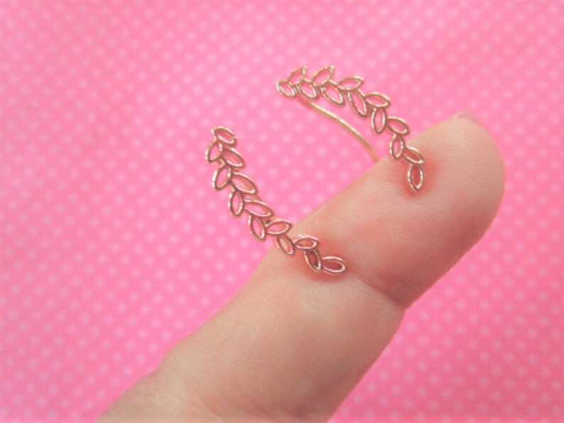 Rose gold leaf ear climbers Etsy