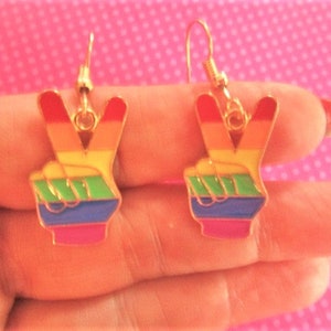 Peace sign pride rainbow earrings