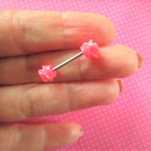 Double pink rose cartilage bar