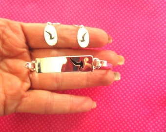 Seagull silver earring bangle bracelet